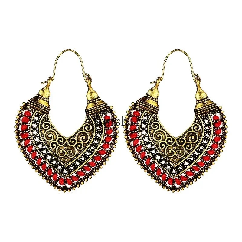 

Retro earrings femininity high sense original niche handmade love ethnic style ear jewelry