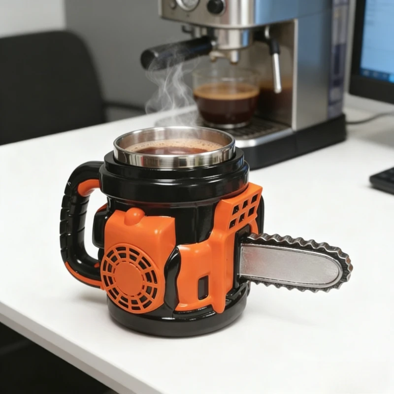 400ml チェーンソーデザイン コーヒートラベルマグ ユニ - Home Office Design Ideas のレビューと価格