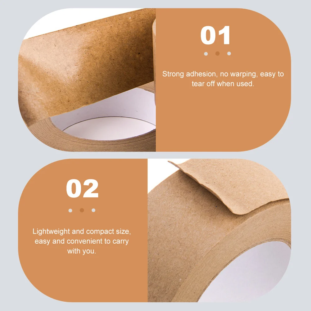 

2 Rolls Kraft Paper Tape Multi-Function Carton Tape Writable Flatback for Packaging Accessories Packaging Accessory