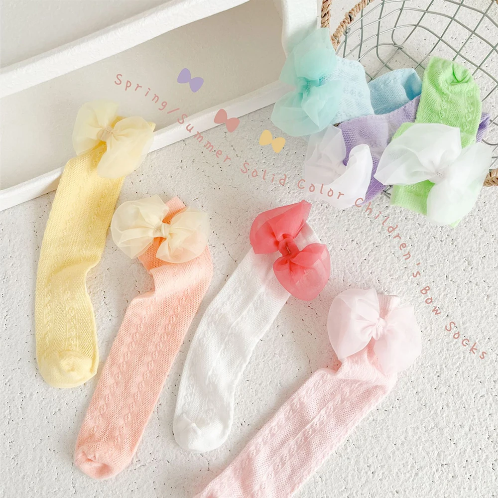 

Long Stockings Non-slip Sock Cotton Skin-friendly Baby Stockings Breathable Girls Socks Hosiery Bow Soft Spring Summer Socks