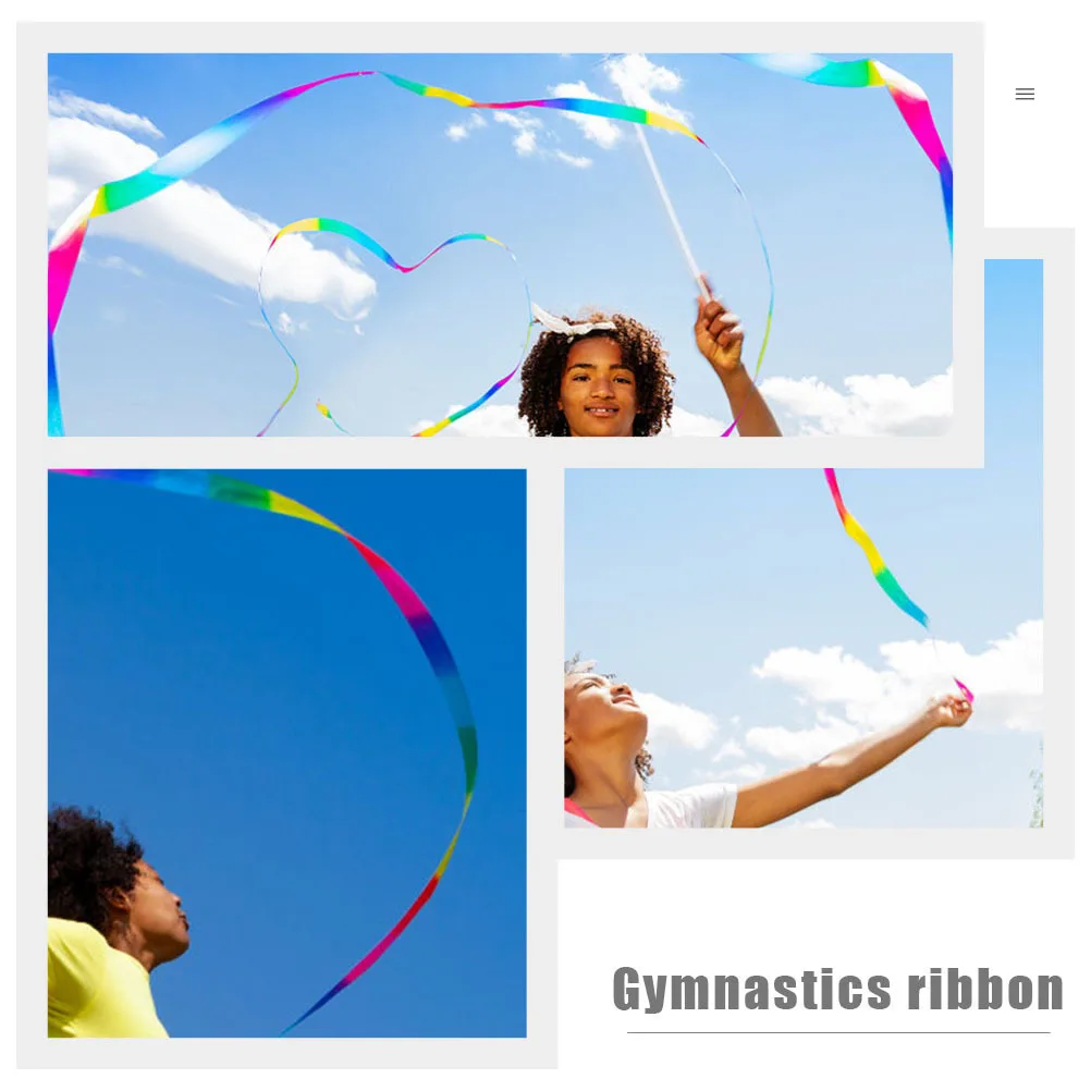 

4Pcs Gymnastics Ribbons Portable Dance Colored Streamers for Kids Rhythmic Gymnastics Performance Supplies Dancing Ribbon