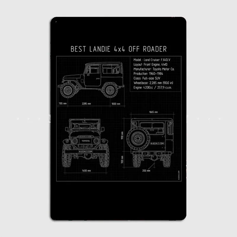 Classics Car FJ40-Best Landie Ever Land Cruiser Poster Metal Sign Garage Club Indoor Room Wall Decor Custom Tin Home Decor