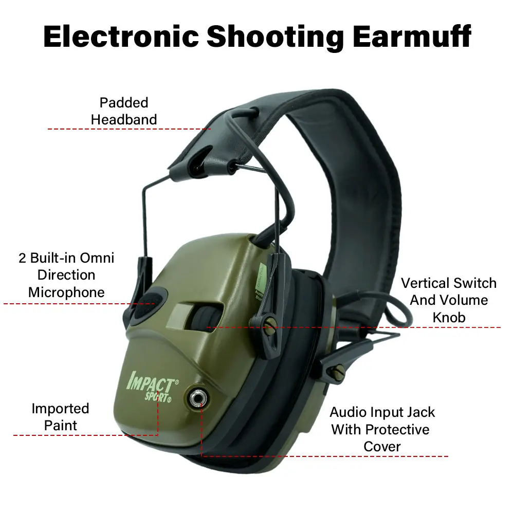 Original Tactical Electronic Shooting Earmuff Outdoor Sports Antinoise Headset Impact Sound Amplification Hearing EarCup Hunting