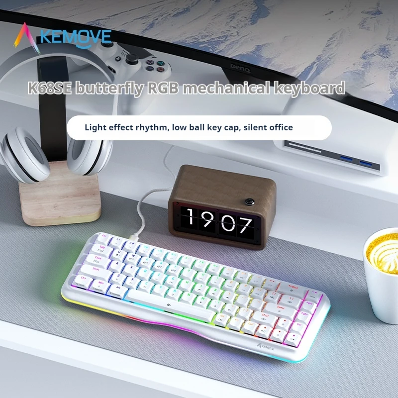 KEMOVE K68SE Mechanical Keyboard Office General Purpose High-Value All Keys Without Punch Butterfly Ergonomics Mute PBT Keycap