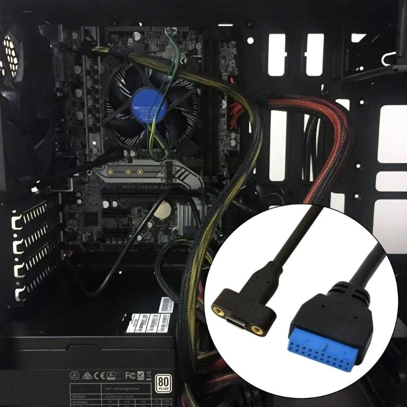 USB C Extension Data Cable 5Gbps Type C Female to IDC20P Female Front Panel Head