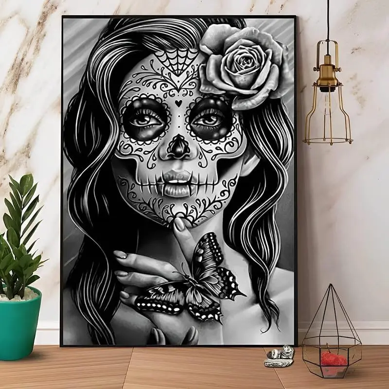 Gorgeous Sugar Skull Lady Day Of The Dead Vintage Signage For Home Garage Decor Gifts Metal Tin Sign