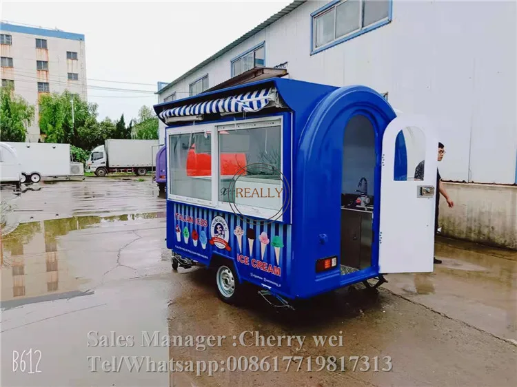 2.5m lenght fast food trailer snack truck mobile food cart with Awning and water sink Sliding window