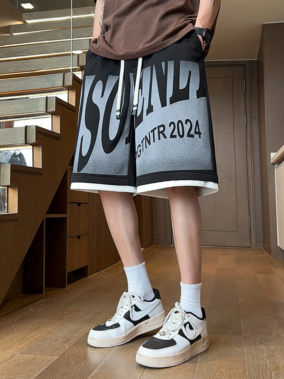 

Мужские летние спортивные шорты в стиле хип-хоп, свободные повседневные брюки до колена, модная молодежная одежда