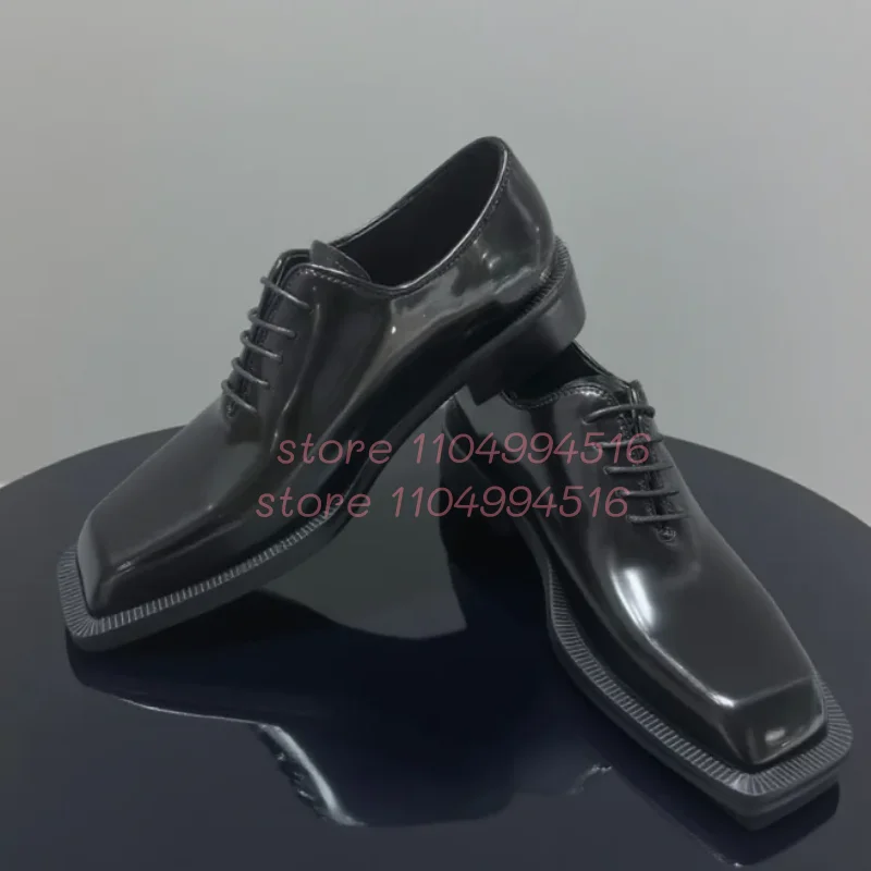 الرجال السود ساحة تو أحذية من الجلد الفاخرة الدانتيل متابعة سميكة سوليد حذاء رسمي 2025 موضة عادية النمط البريطاني أحذية رياضية رسمية #6
