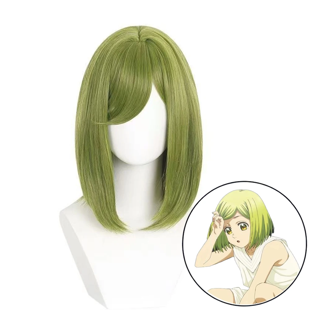 

Anime Witch Hat Atelier Coco Cosplay Wig Koko Green BOB Wigs with Bangs Short Heat Resistant Fiber Hair for Halloween Party