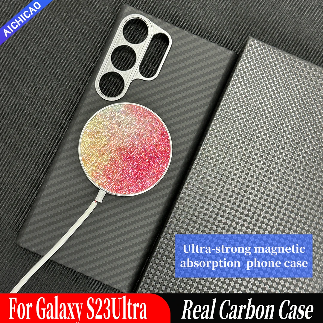 ACC-Carbon Real Carbon Case for Samsung Galaxy S23 Ultra Aramid Fiber,Strong Magnetic Suction Ultra-thin Ultra-Thin,  S23 Shell