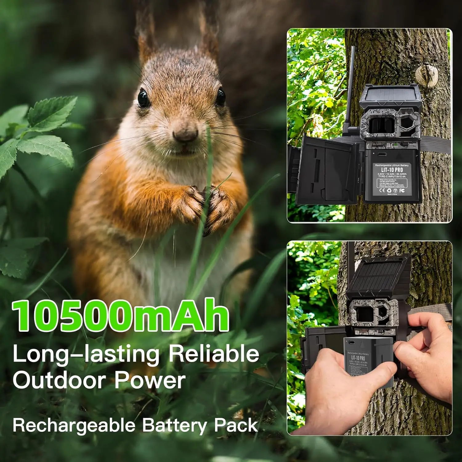 LIT-10 Pro 10500mAh Cellular Trail Camera Replacement Battery Compatible with SPYPOINT LIT-10 LM2 Link-Micro Cell-Link Series
