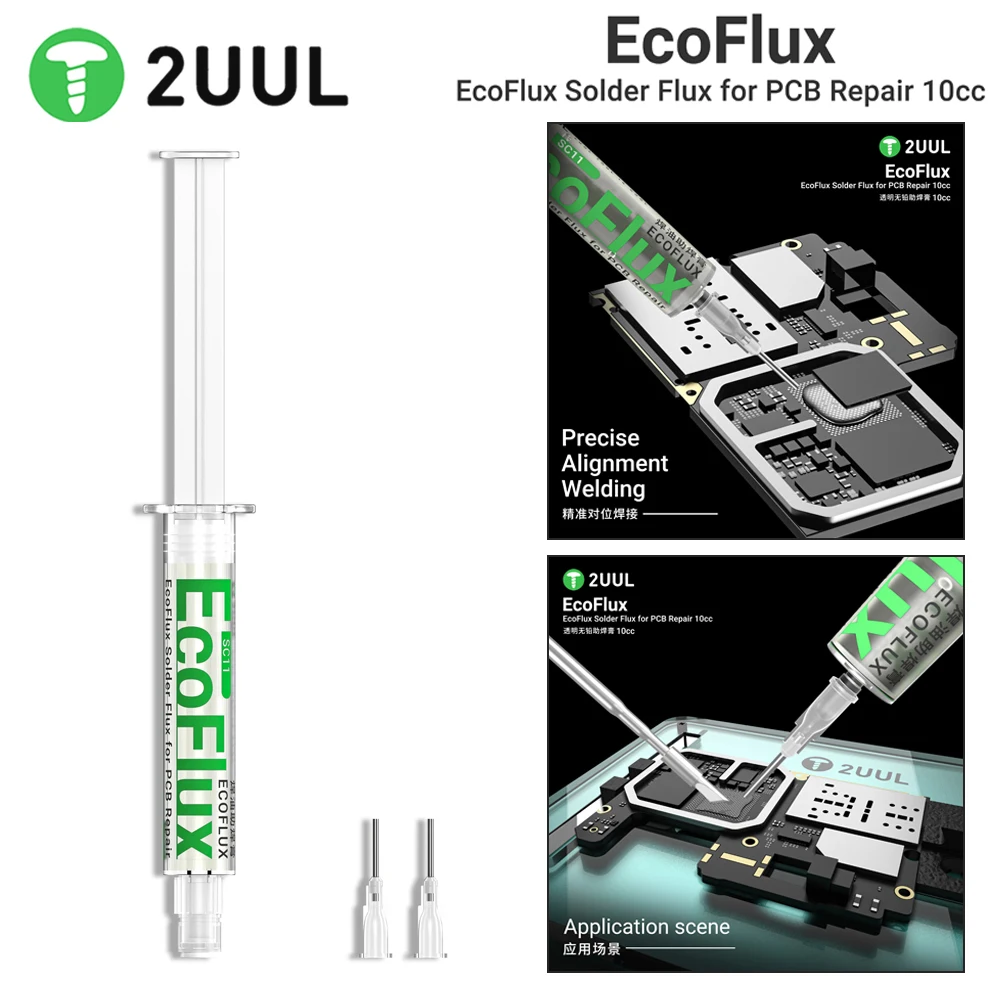 

2UUL SC11 EcoFlux Lead-Free Soldering Flux Paste Transparent Flux For Mobile Phone Motherboard Chip BGA Repair Welding set tools