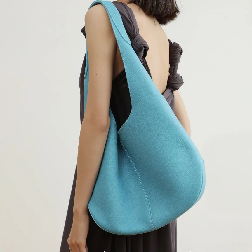 

Genuine leather underarm bucket bag 2025 new top layer cowhide large capacity soft tote bag fashionable women's shoulder bag