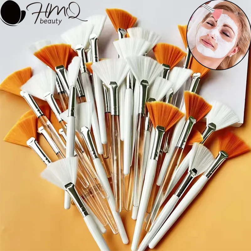 50/10 Uds cepillo Facial perpético multiusos ventilador suave cepillos Makyup portátil DIY cepillo para máscara aplicador de ácido para niñas herramientas de belleza