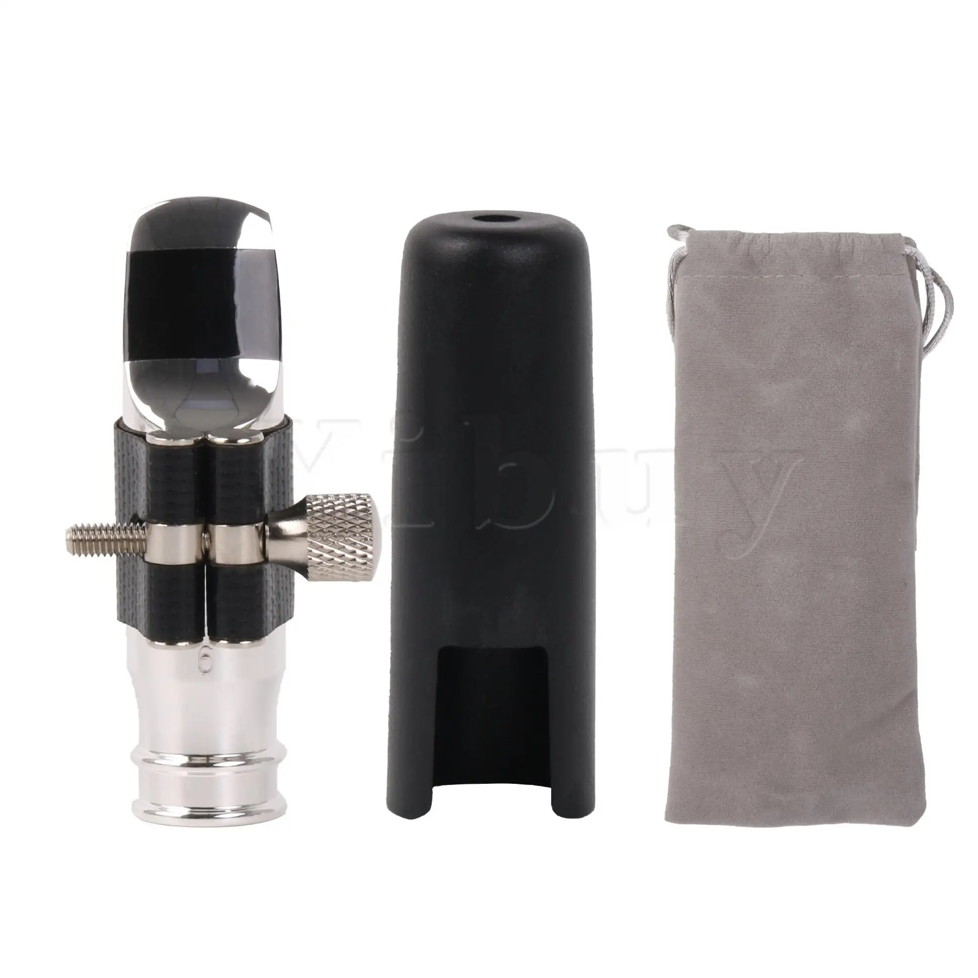 

Yibuy Soprano Saxophone Mouthpiece 6# Clamp Cap Kit for Jazz Pop Silver Plated