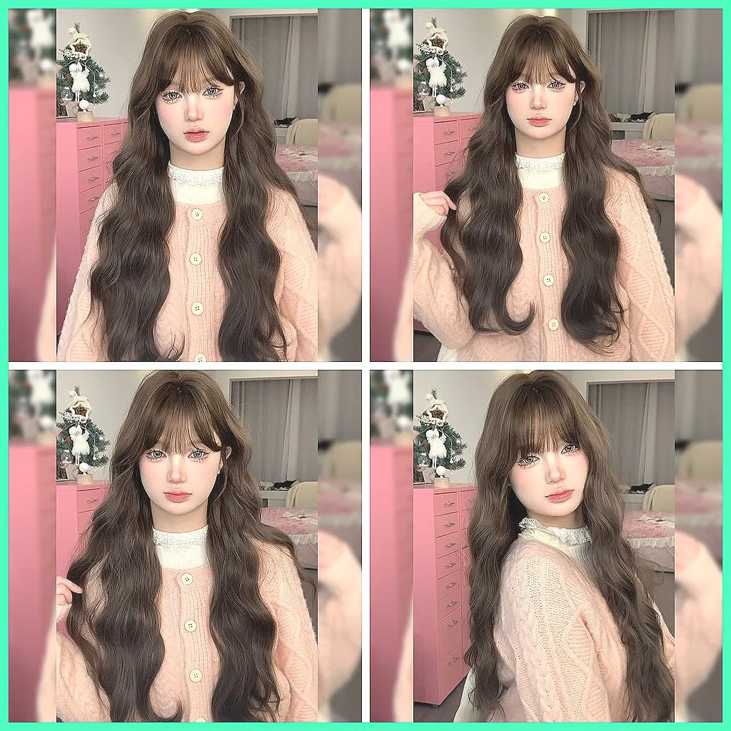 

Новый длинный кудрявый парик 2026 года с челкой, термостойкий синтетический парик на всю голову для женщин