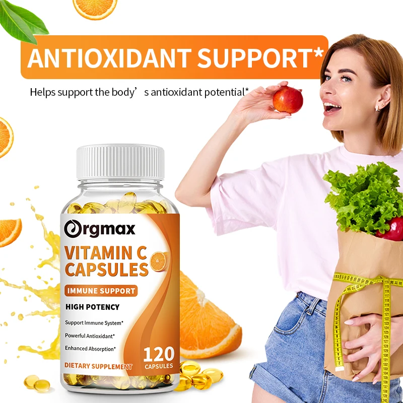 Orgmax Vitamin C Capsules Proprietary Blend 1000g Collagen Production Immune Skin Beauty Health Easy Absorption Antioxidant