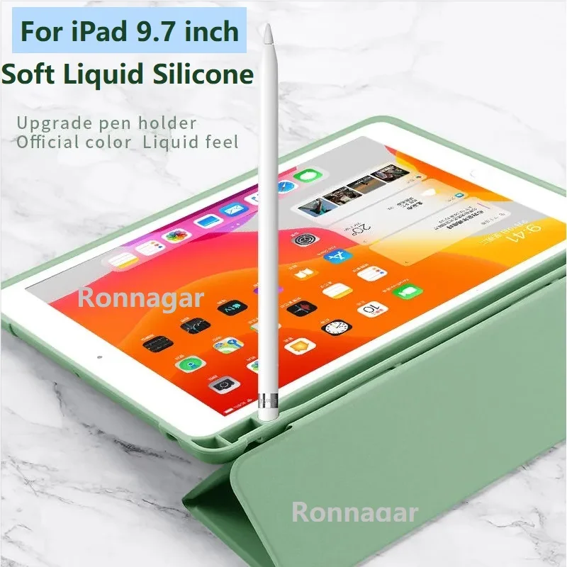 Pencil Holder Case For iPad Air 1 Air 2 Case iPad 9.7 2018 2017 Air6 M2 2024 Pro11 M4 7 8 9 10.2 Air3 Pro10.5 Air 4 5 Sleep Wake