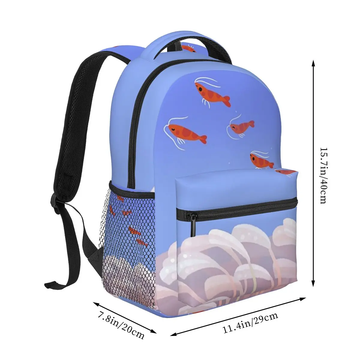 Flying Cherry Shrimp Backpack Student Boys Girls BookBag Kids School Bag Computer Shoulder Bags for Men Women