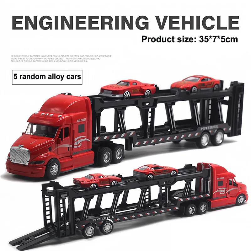 

New Folding Storage Container Truck Model Large Inertia American Car Transport Truck Toy Children's Car Toy Birthday Gift