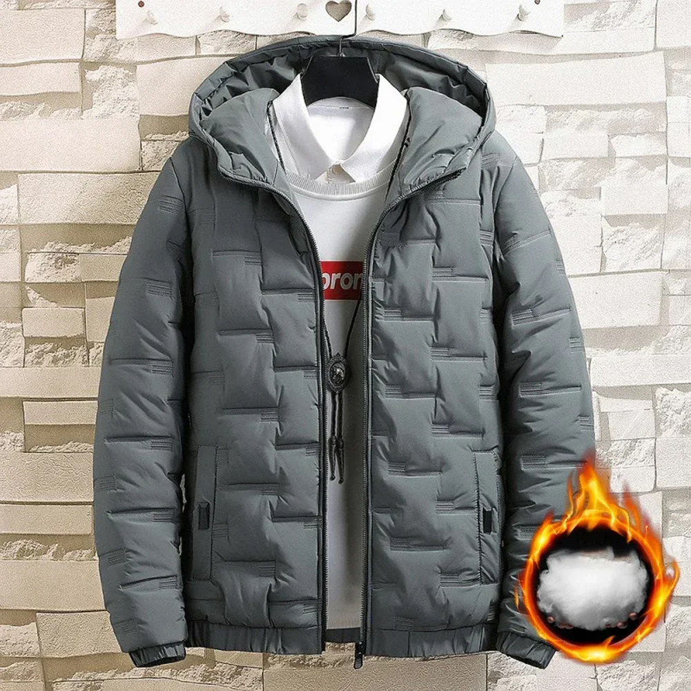 Chaqueta acolchada con capucha para hombre, parkas cálidas, Abrigo acolchado de burbujas, prendas de vestir, verde, negro, blanco, L, 3XL, invierno,