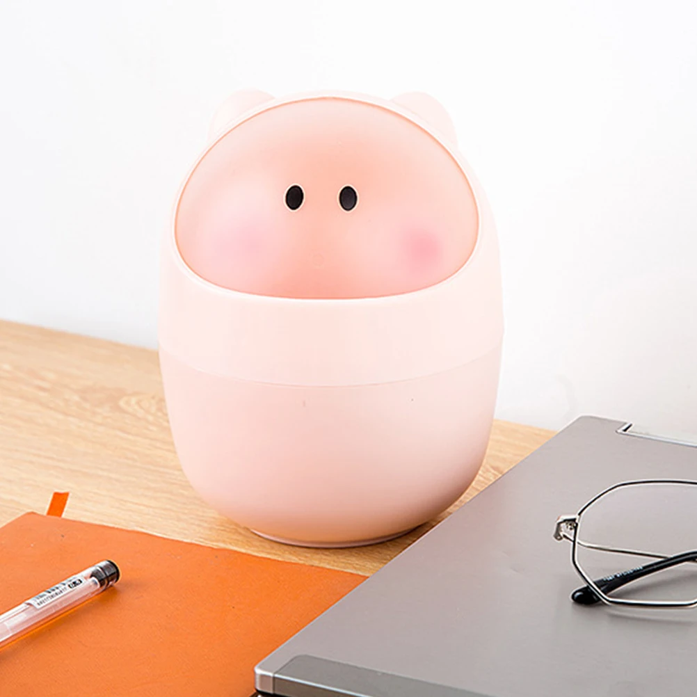 

Desktop Trash Can Premium Plastic Bucket Home Storage Bin Pull out Lid Cartoon Rubbish Basket Small Waste Paper Bin Decorative