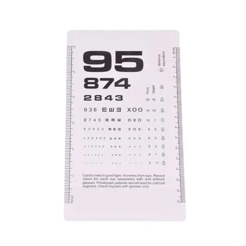 A2UD 눈 차트 PD 눈금자 눈 폐쇄 시력 검사 및 PD 측정을 위한 포켓 눈 테스트 차트 양면 눈 차트