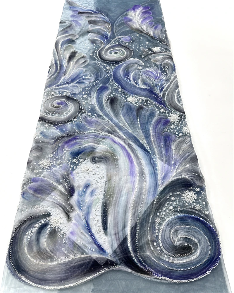 قماش دانتيل أفريقي مصنوع يدويًا عالي الجودة مع خرز وترتر لفساتين الزفاف والحفلات أحدث صيحات الموضة