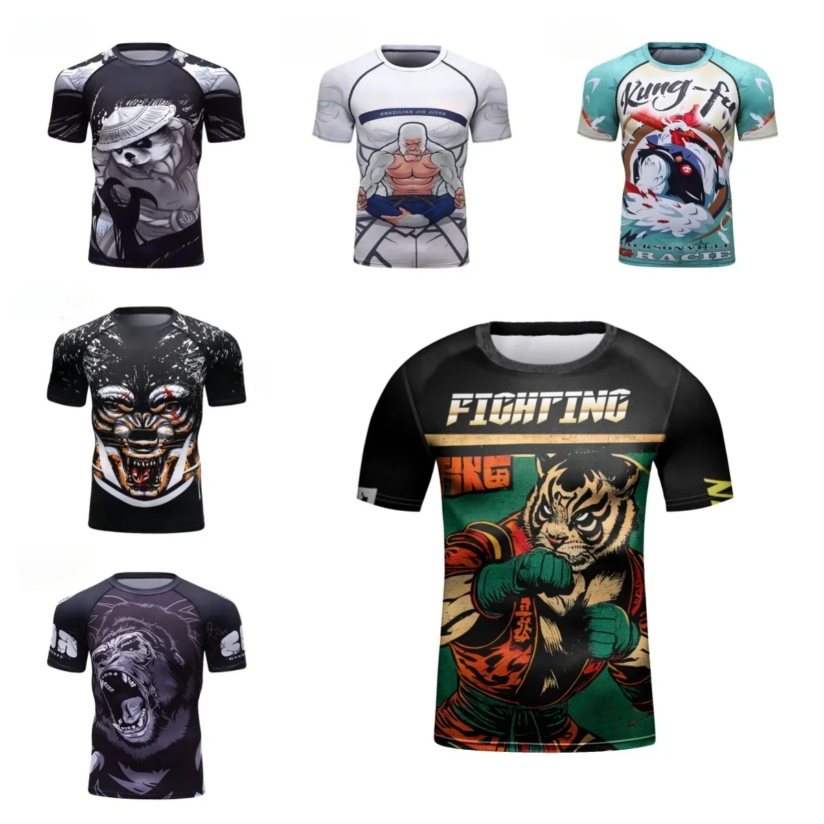 

Mma Rashguard for Men Jiu Jitsu Compression Shirt Fitness Tops Short Sleeve Kickboxing Gym Fightwear Boxeo Muay Thai T-Shirts