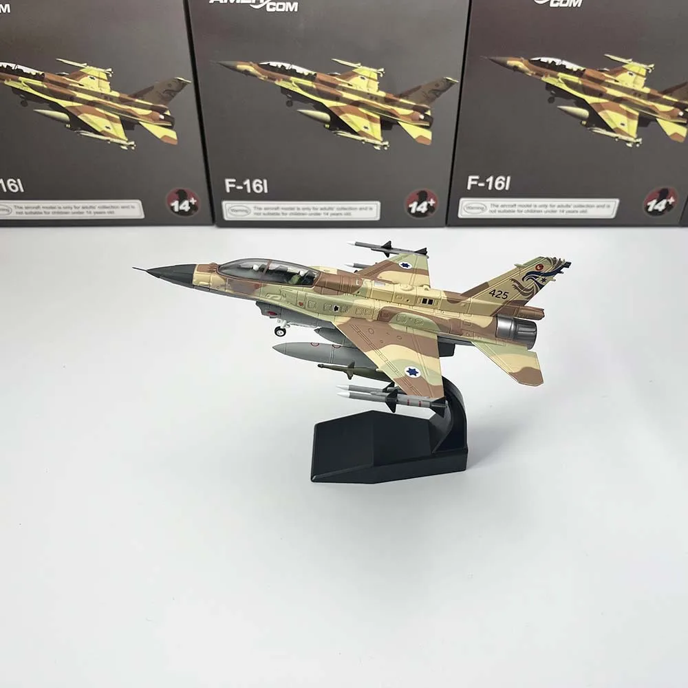 

Масштабная модель военного истребителя F-16I Thunderbolt ВВС Израиля 1/72, литая металлическая модель самолета F-16, авиационные подарки с подставкой