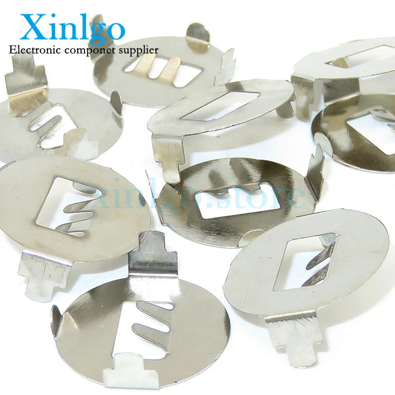 50PCS/LOT CR2032 button battery holder straight foot plug-in battery sheet iron nickel plated battery shrapnel thin narrow foot