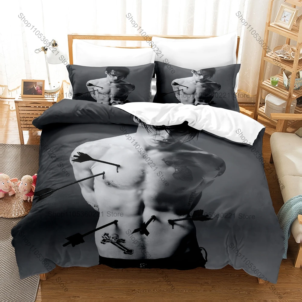 Yungblud Idols Bedding Set Duvet Cover + 2 Pillowcases Dominic Harrison Black White Album Cover Punk Rock Bedroom Decor
