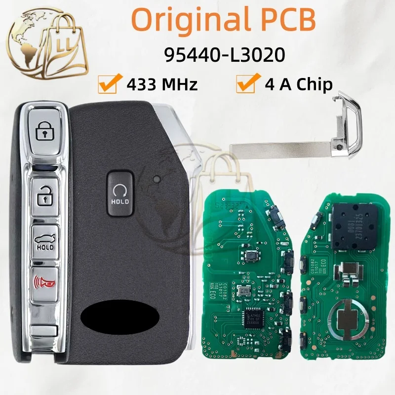 Original PCB For KIA K5 2020 Smart Remote Key After-Sales Market Shell 3+1 Buttons 433 MHz 4A Chip FCC ID: 95440-L3020