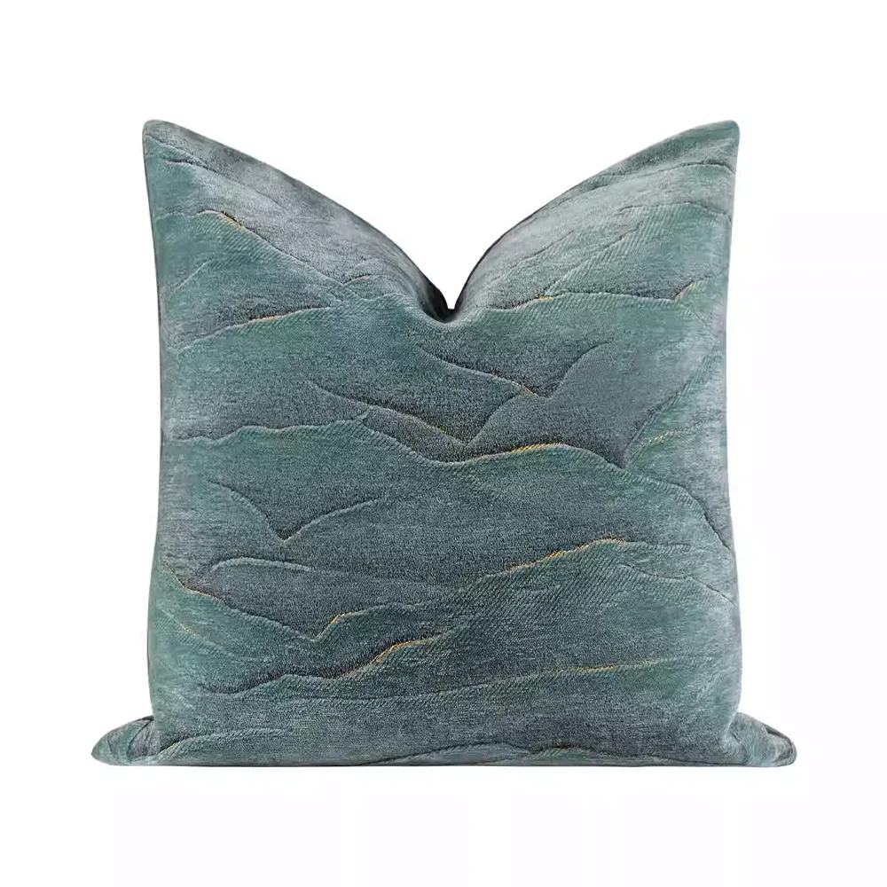 RUIYI Traditional Landscape Painting Blue Cushion Cover New Chinese Style Backrest Pillow Case Living Room Sofa Cushion Cover