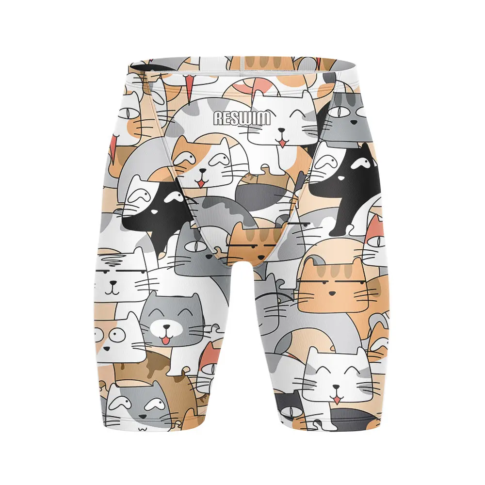 2025 Cats Swim Jammer Swimsuit Shorts Men's Cartoon Endurance Athletic Training Swimwear Surf Swimming Trunks Shorts Swim Pants