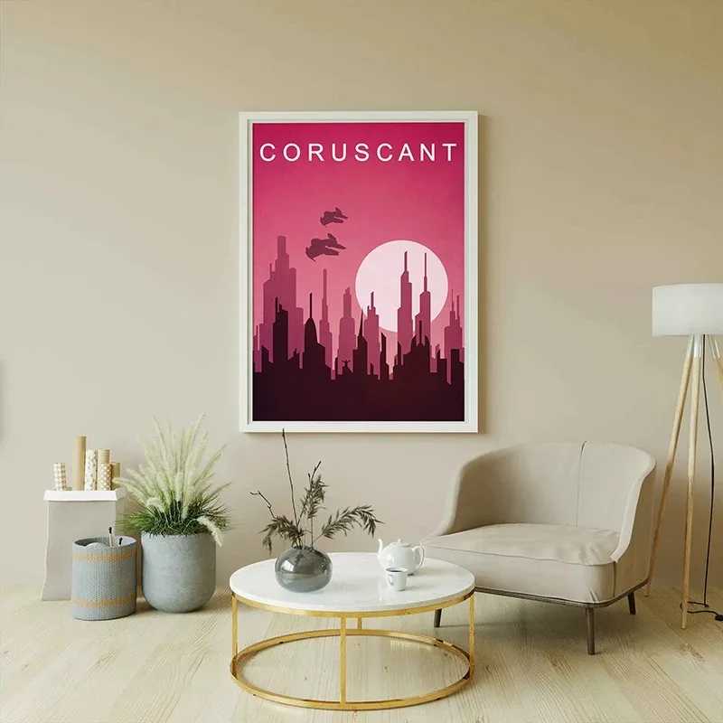 Vintage Alien Planet Landscape Gallery Wall Set Minimalist Space Travel Silhouette Canvas Prints Boys Gaming Room Decor Unframed