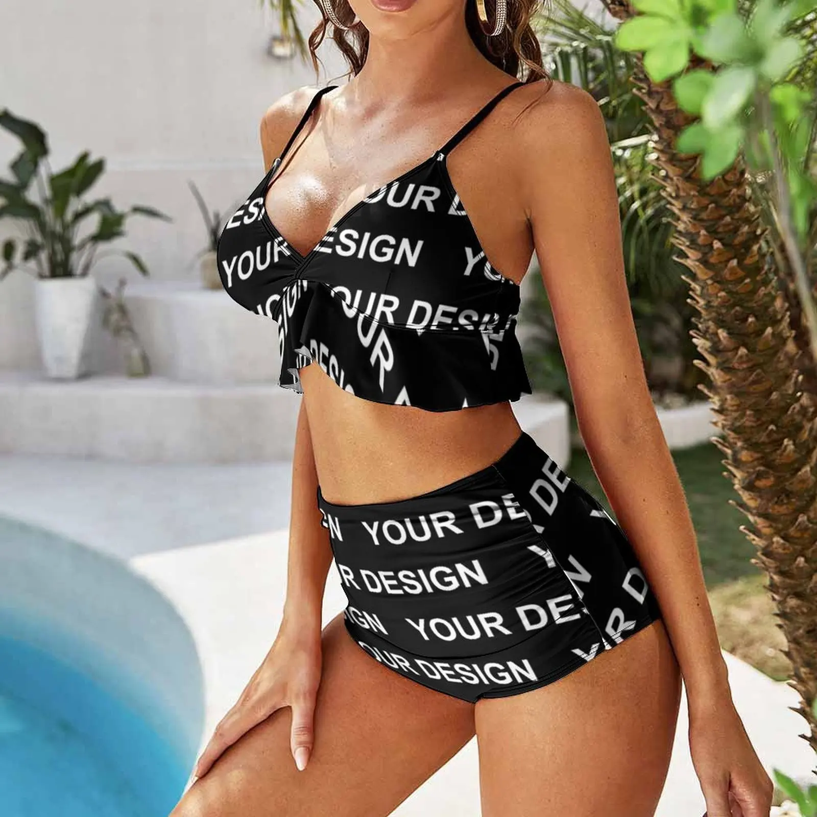 Design personalizzato Set bikini Immagine su misura Costume da bagno bikini Costumi da bagno sexy a vita alta Stampa rave Bikini femminili Costumi