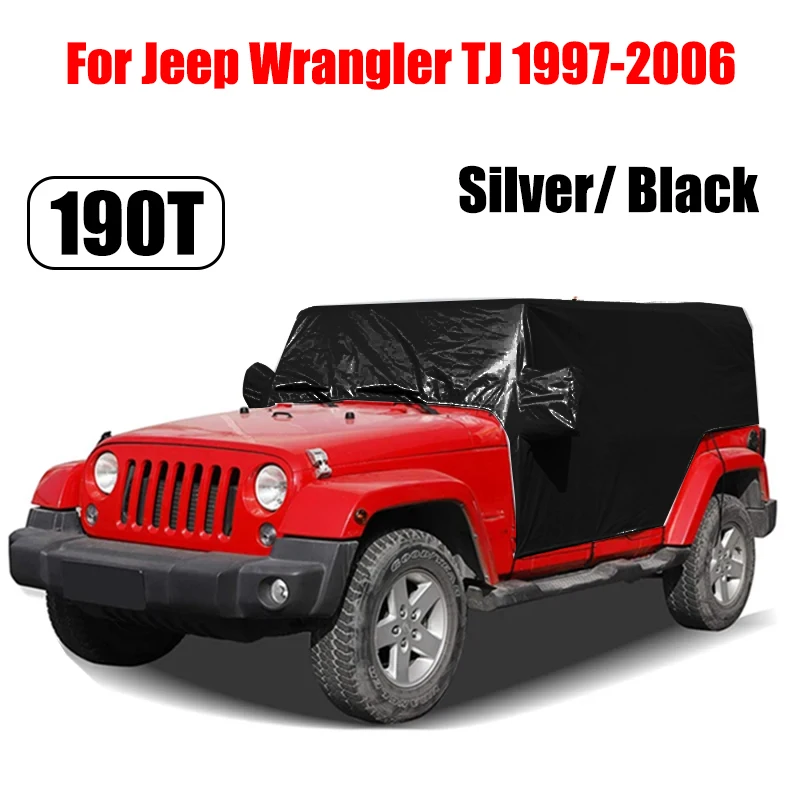 

Car SunShield Cover For Jeep Wrangler TJ 1997-2006 Snow Rain Cover Weatherproof Car Cover Body Dustproof UV Protector Silver