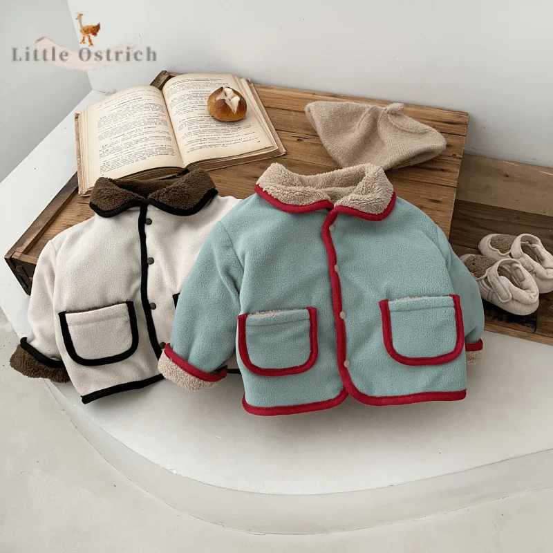 Newborn Baby Girl Boy Fleece Jacket Infant Toddler Child Long Sleeve Double-side Coat Thick Warm Outwear Baby Clothes 3-18M