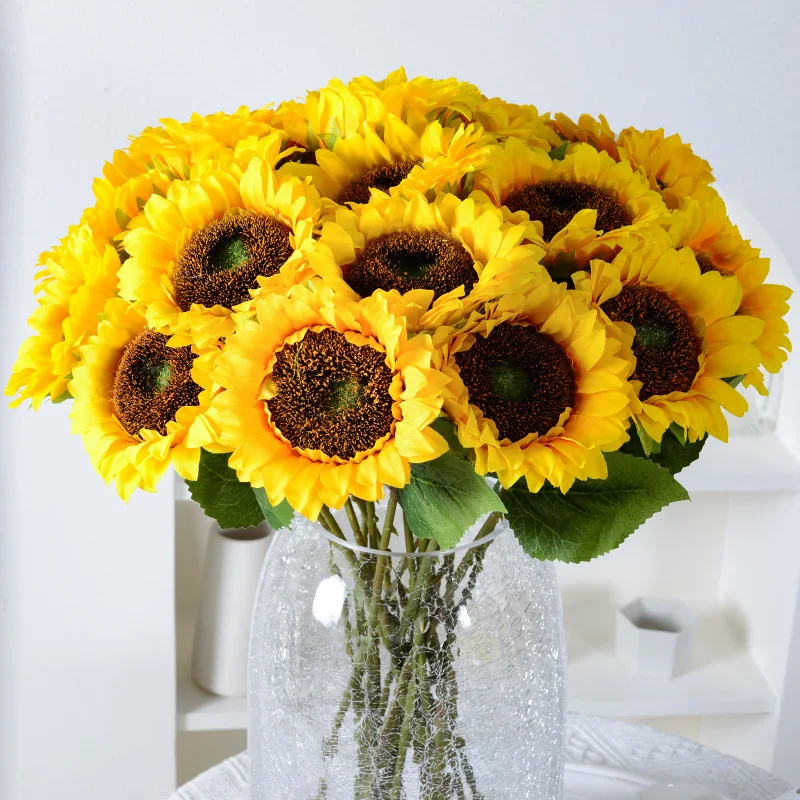 

Simulated Sunflower Big Head Home Decoration Window Sill Shop Fake Flowers Silk Picnic Photography Props Vase Flower Bouquet