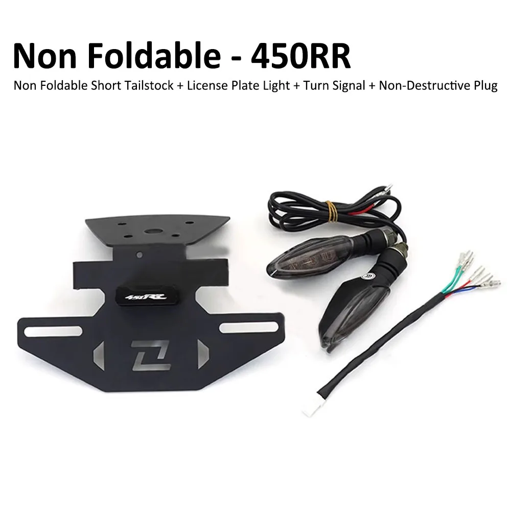 New Motorcycle Folding Rear Short Tail Stock Tailstock License Plate Holder Bracket With Turn Signal Light FOR KOVE 450RR 450 RR image 5