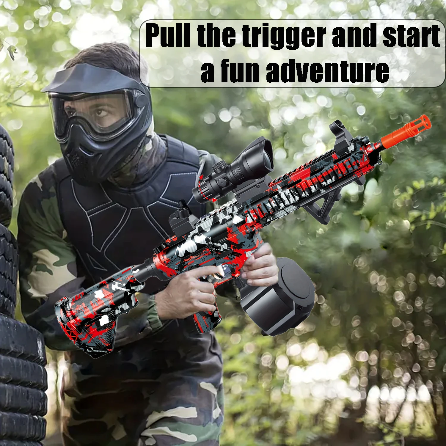 Pistola blaster, blaster de bola elétrica, arma de brinquedo legal de alto desempenho de arma orbeez, brinquedos de bola de respingos recarregáveis para atividades ao ar livre