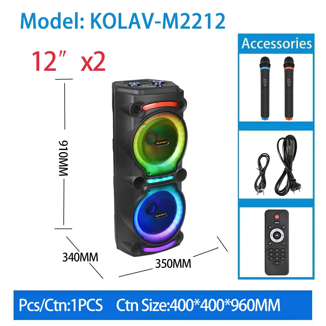 Caixa De som 3000W High-Power Bluetooth Speaker 12 Inch Outdoor Portable Subwoofer 3D Stereo Surround Sound Column Music Center