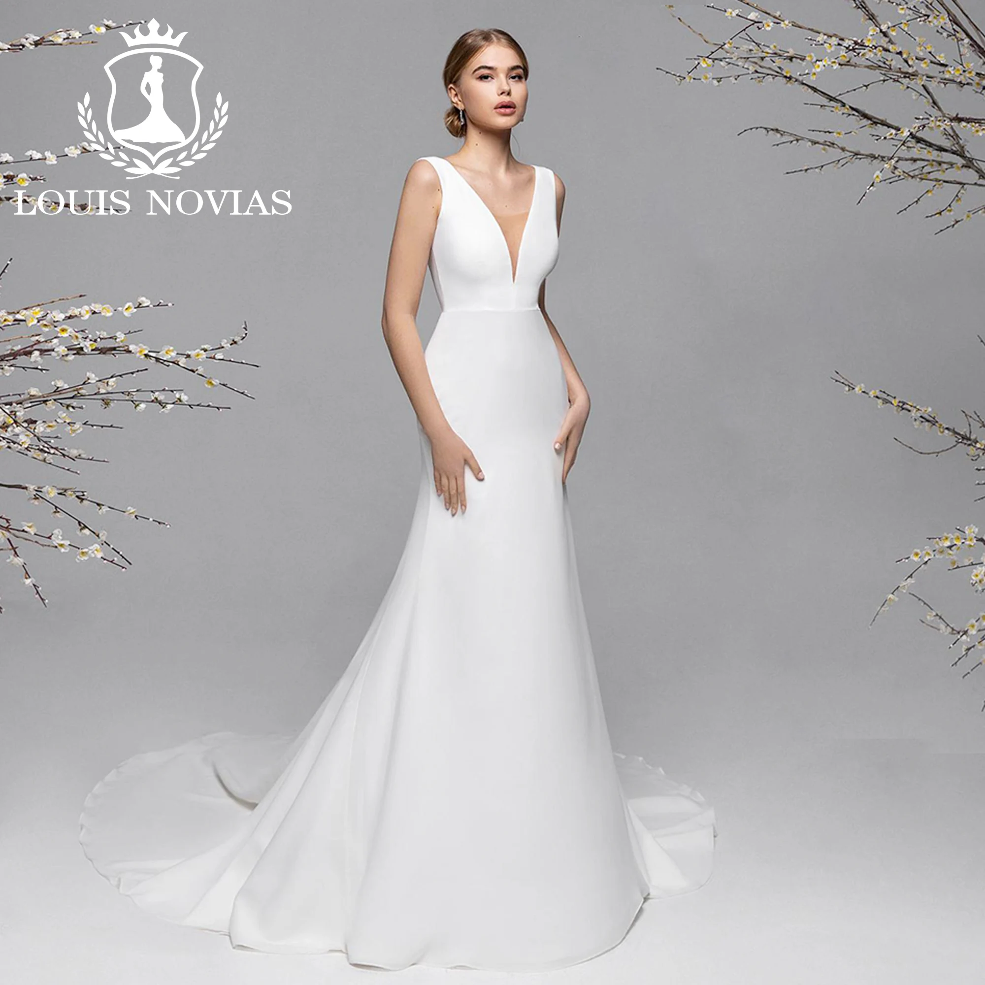 

LOUIS NOVIAS 2 IN 1 Mermaid Wedding Dress New Arrival Appliques Zipper Satin Wedding Gown Vestidos De Novia