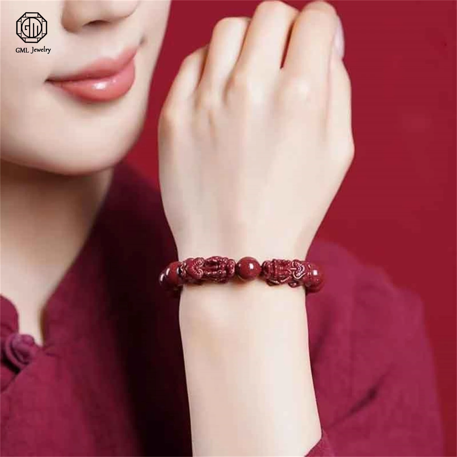 

Natural Purple Gold Sand Cinnabar Double Pixiu Beaded Bracelet Unisex Men Women Zodiac Year Round Gemstone Jewelry Gift