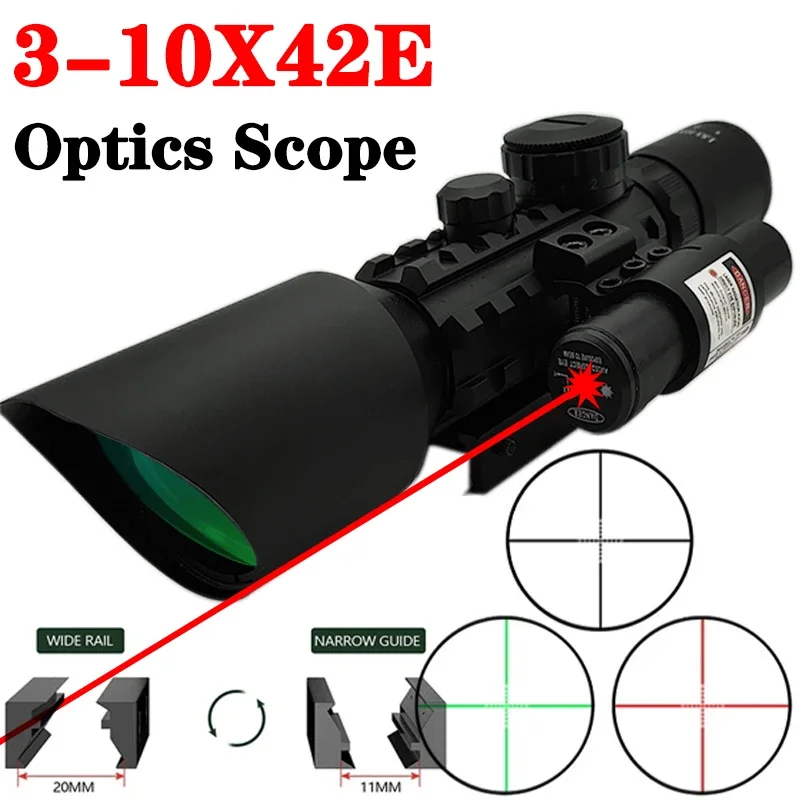 Hunting 3-10x42E Scope Outdoor Reticle Sight Optics Sniper Tactical Scopes Tactical M9 Model Riflescope 11mm 20mm Rail Mounts