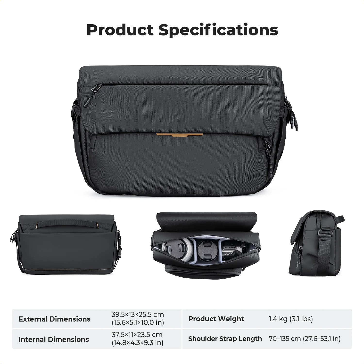 K&F CONCEPT 15L Large Camera Sling Bag Waterproof Travel Photography Shoulder Bag For Nikon Canon Sony Camera Case Tripod Holder image 2