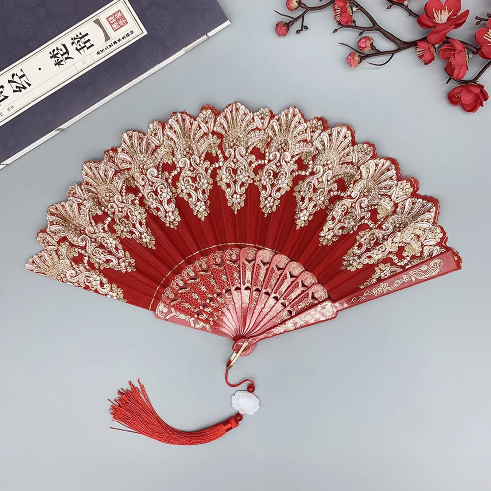 Chinesischer Retro-Faltfächer  – Tassel Fringe Trim Bewertung und Preis