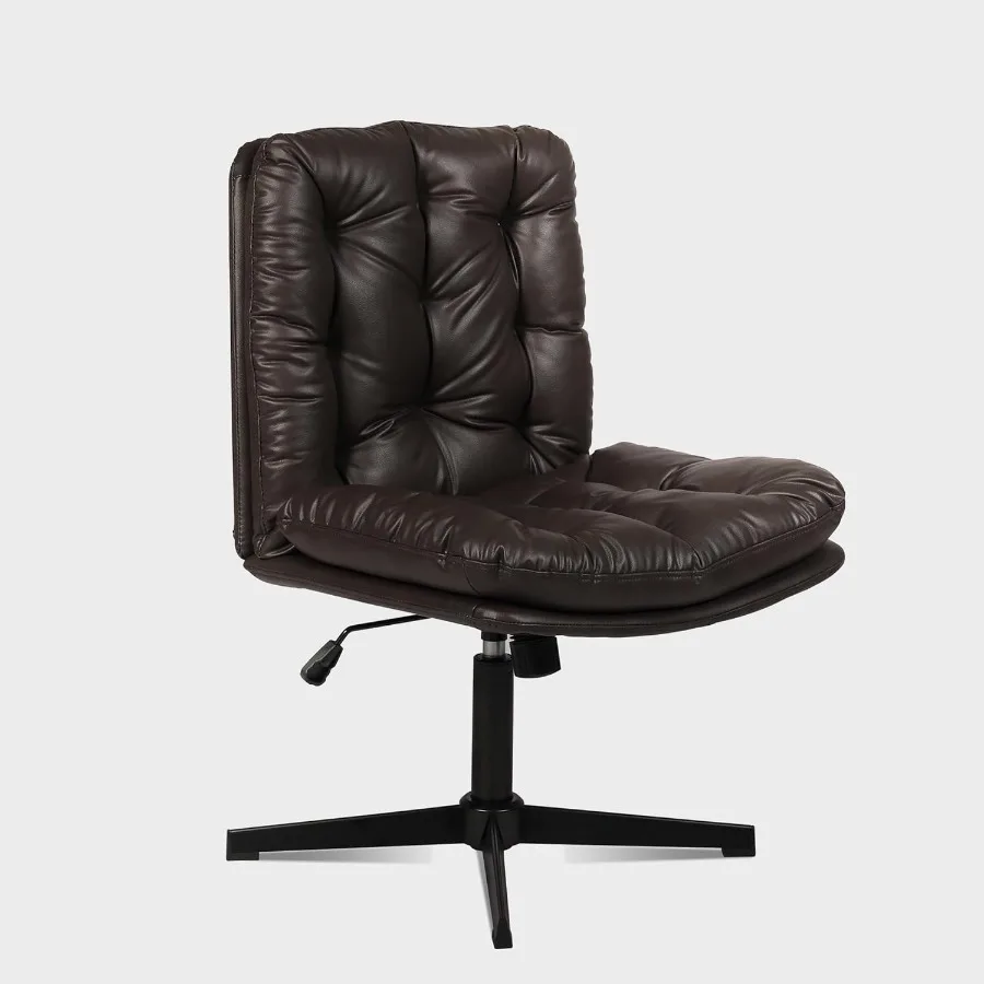 كرسي مكتب منزلي دوار بدون ذراع قابل للتعديل مع تصميم متقاطع على شكل حرف L ودعم قطني مثالي للمساحات الصغيرة #1